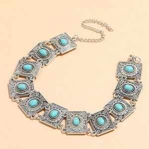 Silver and turquoise necklace.